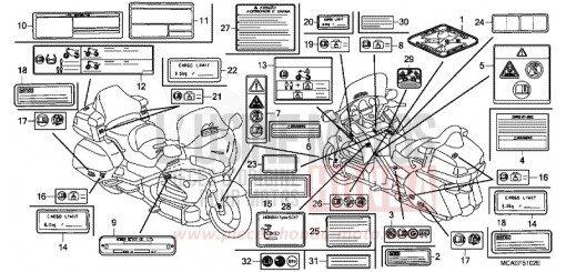 ETIQUETTE DE PRECAUTIONS (3) GL1800C de 2012